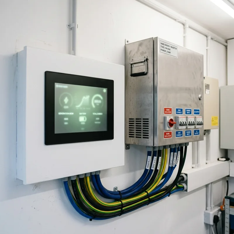 Onduleur et compteur de production d'une installation éolienne domestique